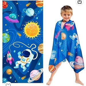 OUTER Space Beach Towel for Kids 30 x 60 inch Microfiber Pool Towel Absorbent